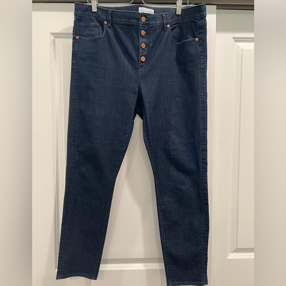 LOFT HIGH WAIST SKINNY BUTTON FLY JEANS Sz 33/16